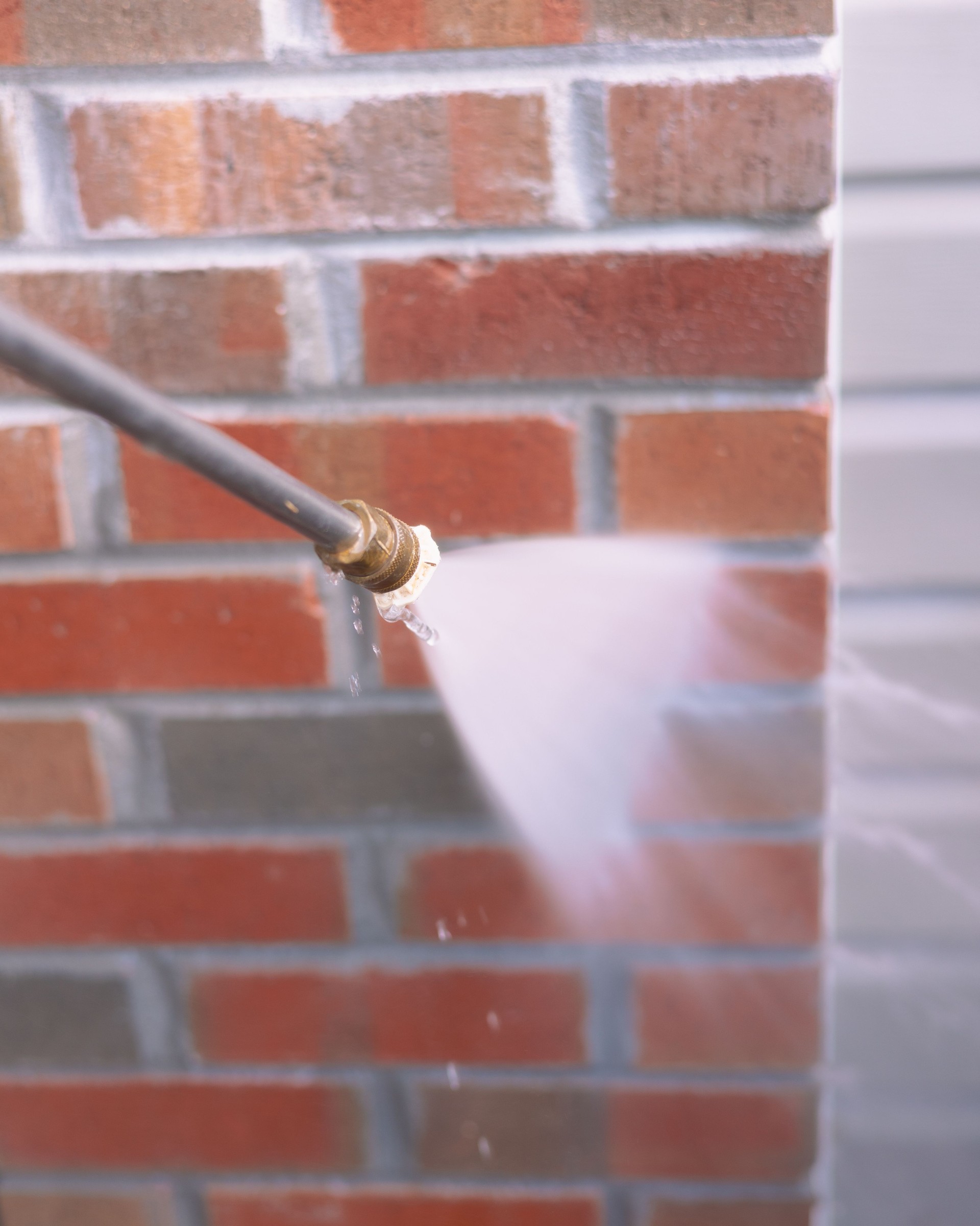 Pressure Washing Brick - House - Close Up