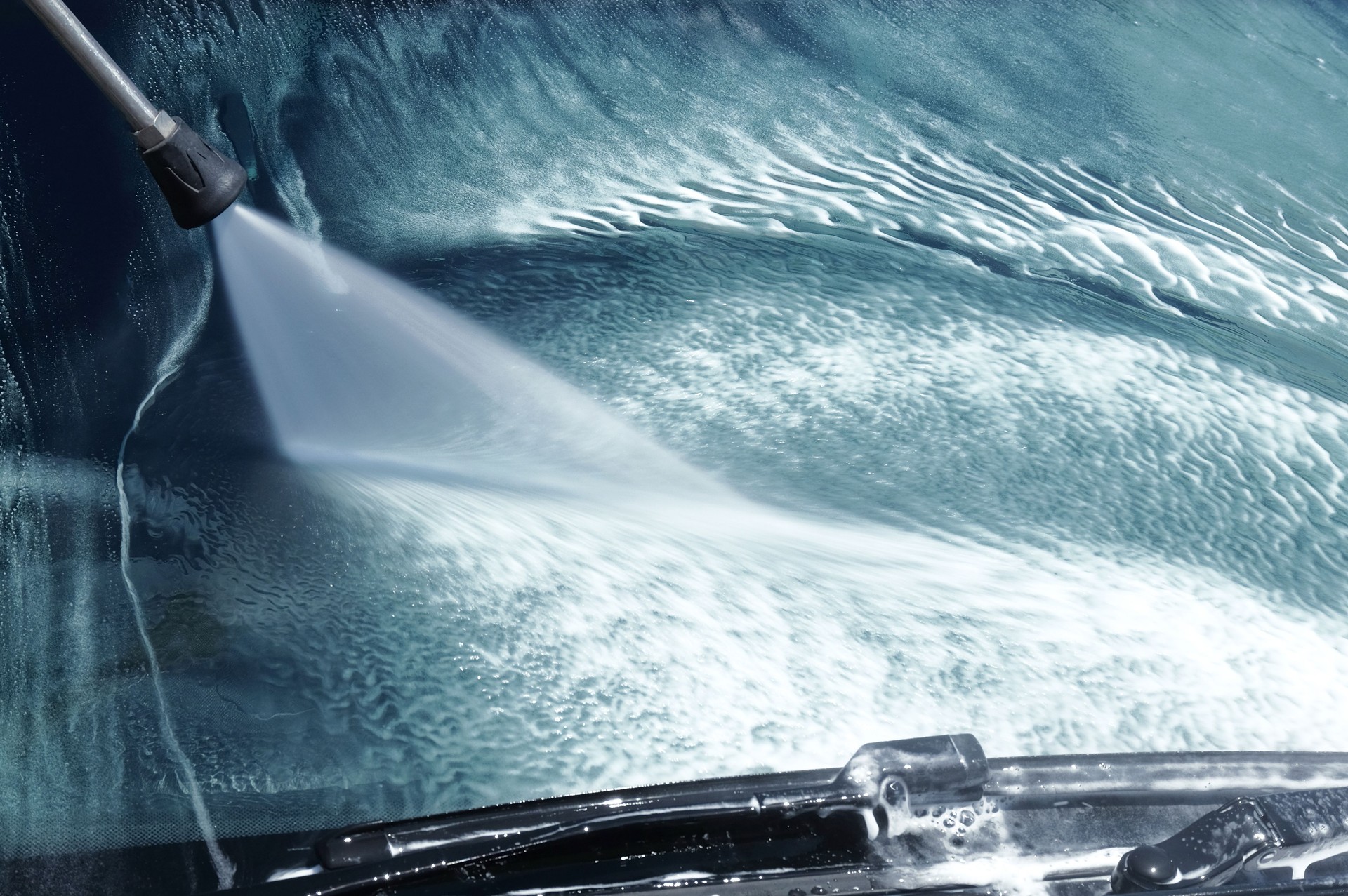 Car washing with pressure washer